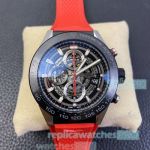 Swiss Replica TAG Heuer Carrera Calibre HEUER 01 Watch Red Rubber Strap